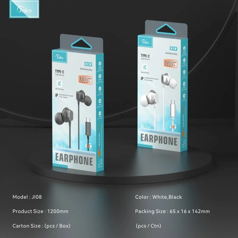 Joko Type-C Interface Wire Control Earphone (JI08),,.webp