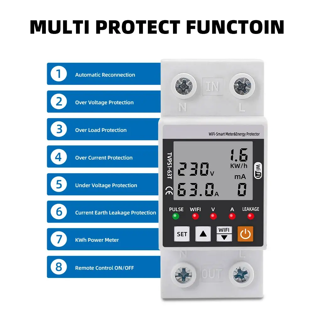 Tuya Wifi Smart Meter & Voltage Protector