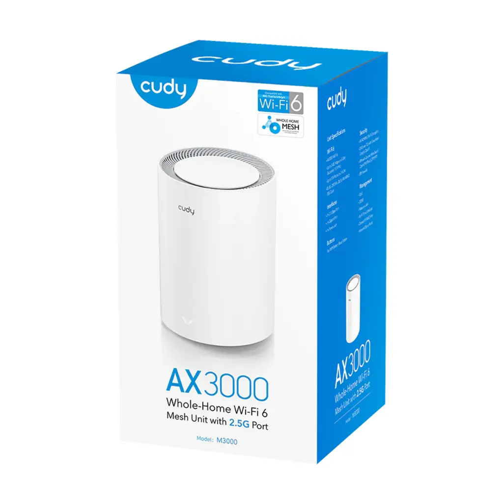 CUDY AX3000 Wi-Fi 6 Mesh Solution (White) | M3000(1-Pack)