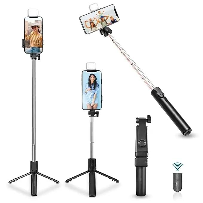 Phone Holder Tripod 70cm (With Remote & Light)
