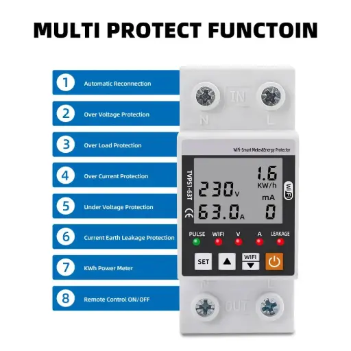 Tuya Wifi Smart Meter & Voltage Protector