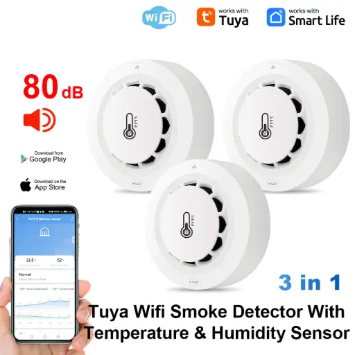 Wifi Smoke Sensor With Temperature Humidity Monitor