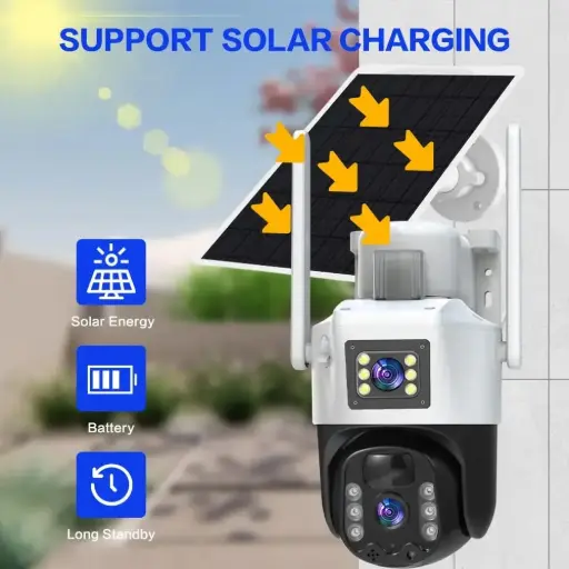 Solar Wifi Camera Dual Lens 10x Zoom